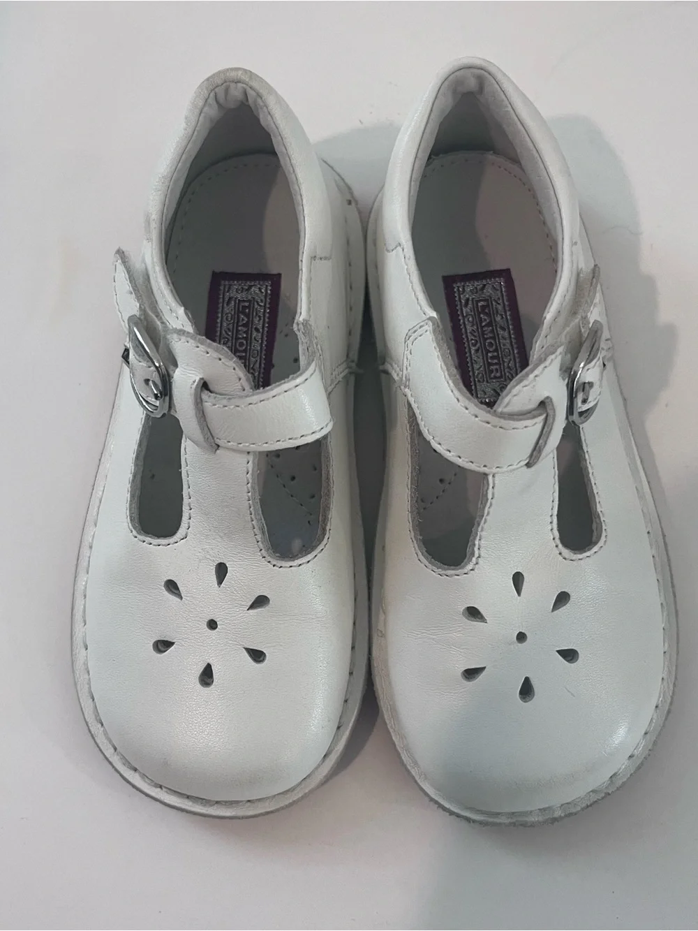 Lamour Girls White T Strap Mary Jane Leather Shoes Size 9 Toddler Summer Spring